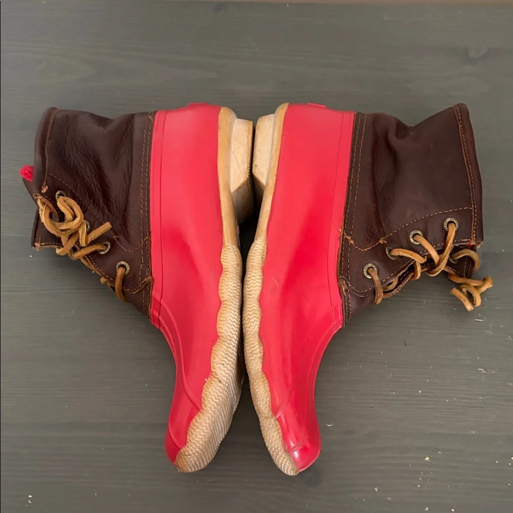 Sperry‎ Women’s Waterproof Duck Boots Red Brown Leather Fleece Lined Size 8